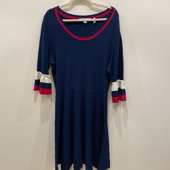 Draper James / Bell Sleeve Navy Stripe sweater Dress - Picture 7 of 7